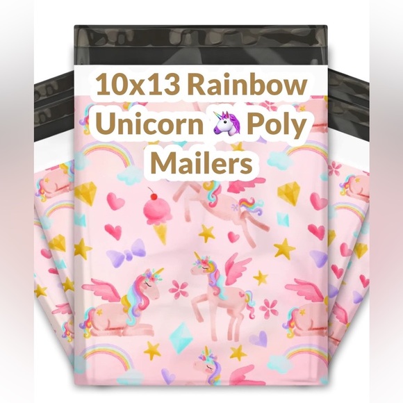 Rainbow 🌈 Unicorn 🦄 Poly Mailers 10x13 Pack of 25 - Picture 5 of 6